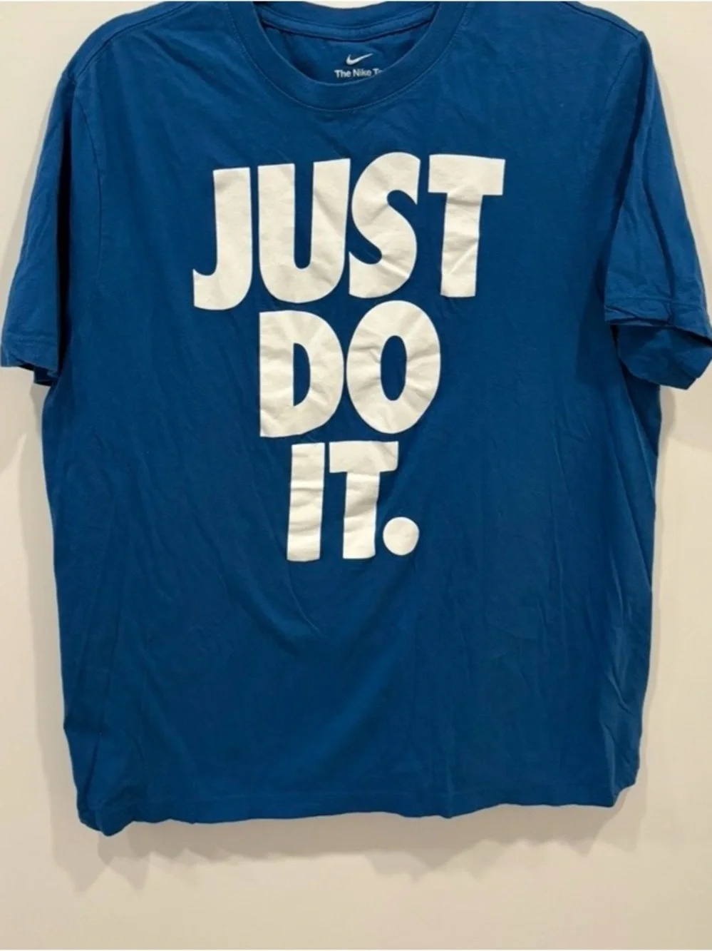 “JUST DO IT” Nike Men's Short Sleeve Tee in Royal Blue with White